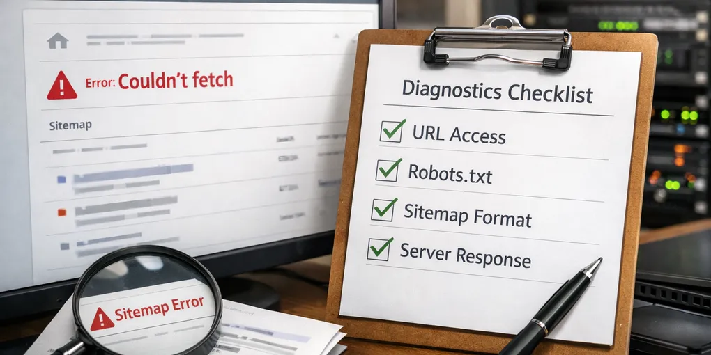 Editorial hero image for the core concept of this post. How to fix “Sitemap couldn't fetch” in the right order