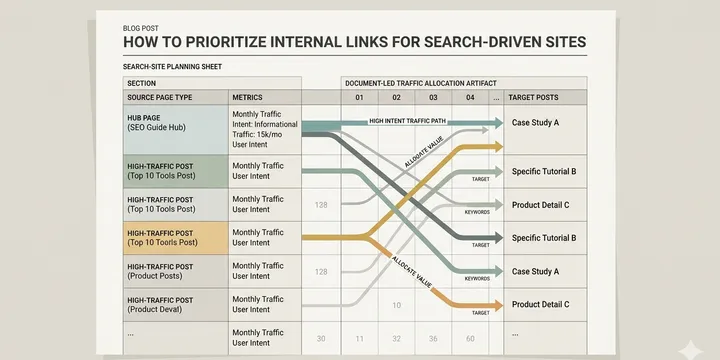 Editorial hero image for the core concept of this post. How to prioritize internal links for search-driven sites